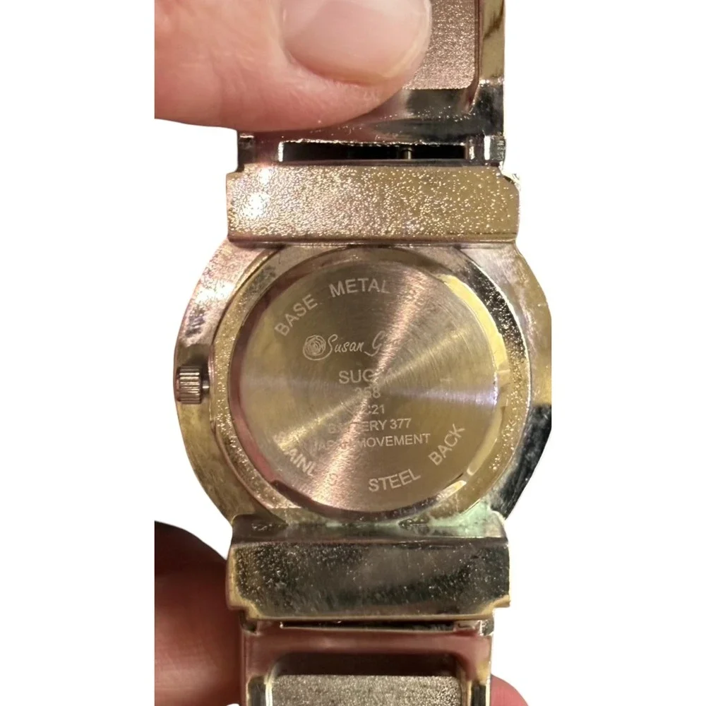 VTG SUSAN GRAVER HAMMERED MOTHER OF PEARL WATCH/CUFF BRACELET new battery